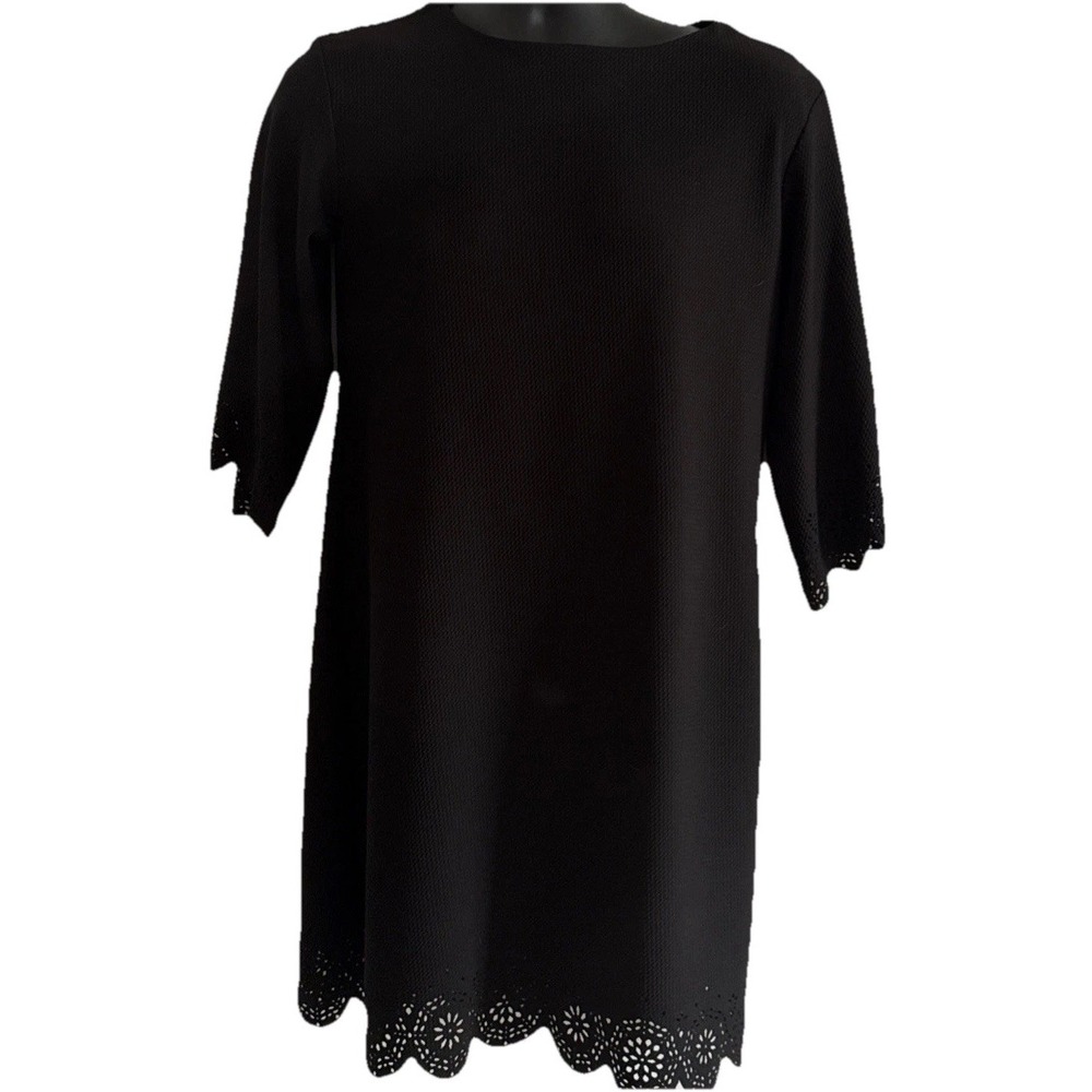 Uncle Frank Women's Black Waffle Weave Lace Trim Sheath Dress Sz S Whimsigoth